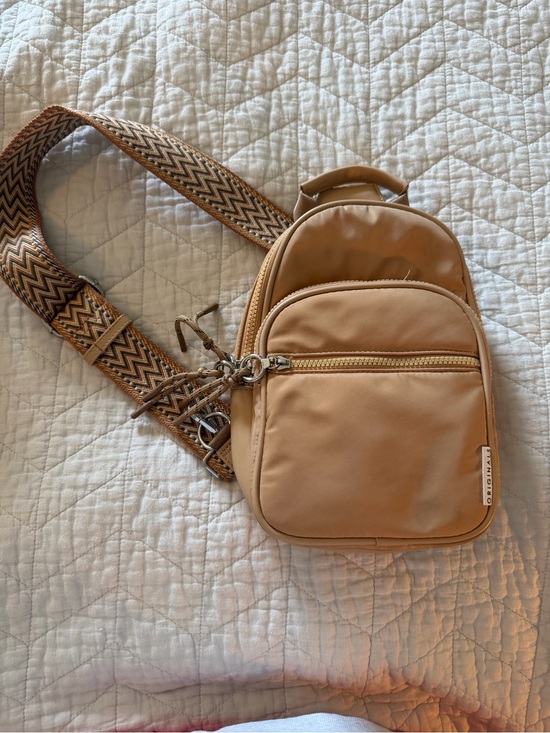 Anthropologie Handbags - Anthropologie Originals Tan Crossbody Mini Sling with Patterned Strap